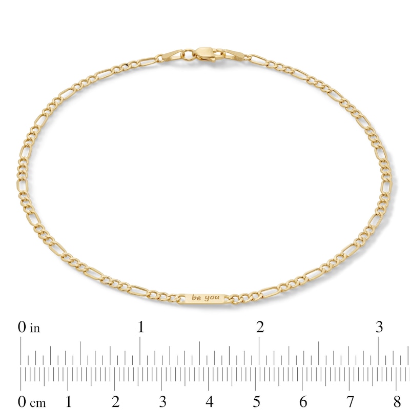 10K Hollow Gold "be you" Figaro Chain Anklet