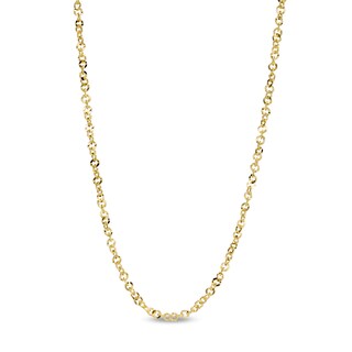 Made in Italy 040 Gauge Diamond-Cut Solid Grumetta Curb Chain Necklace in 10K Gold - 18"