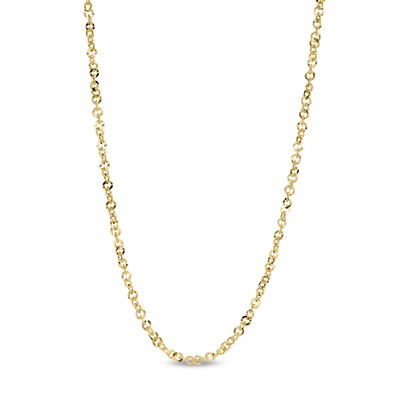 Made in Italy 040 Gauge Diamond-Cut Solid Grumetta Curb Chain Necklace in 10K Gold - 18"