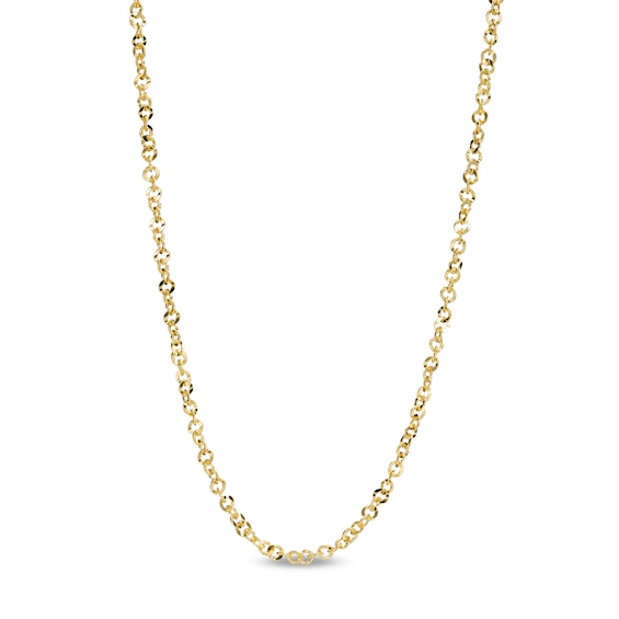 Made in Italy 040 Gauge Diamond-Cut Solid Grumetta Curb Chain Necklace in 10K Gold - 18"