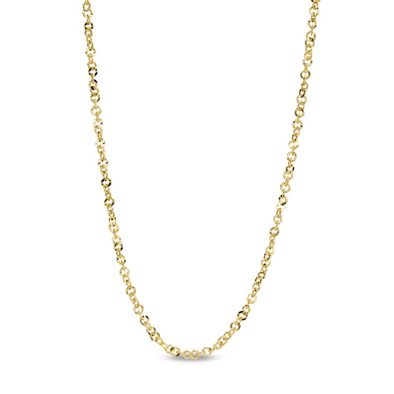 Made in Italy 040 Gauge Diamond-Cut Solid Grumetta Curb Chain Necklace in 10K Gold - 18"