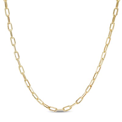 080 Gauge Paper Clip Link Chain Necklace in 10K Semi-Solid Gold - 18"