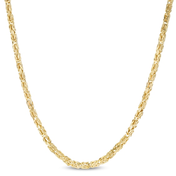 050 Gauge Diamond-Cut Hollow Byzantine Chain Necklace in 10K Gold - 18"