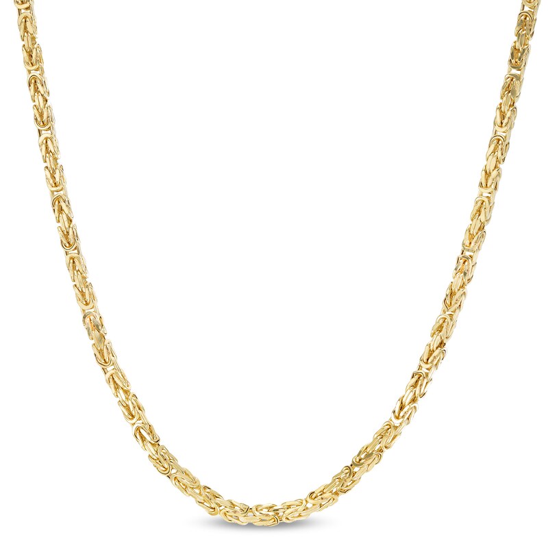 Main Image 1 of 050 Gauge Diamond-Cut Hollow Byzantine Chain Necklace in 10K Gold - 18"
