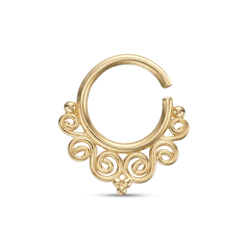 018 Gauge 8mm Beaded Filigree Scroll Nose Ring in 10K Gold - 5/16"