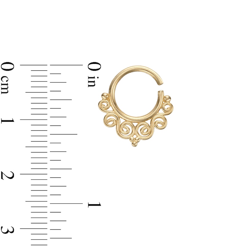 018 Gauge 8mm Beaded Filigree Scroll Nose Ring in 10K Gold - 5/16"
