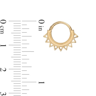 018 Gauge 8mm Bead Textured Sun Ray Outline Cartilage Hoop in 10K Gold - 5/16"