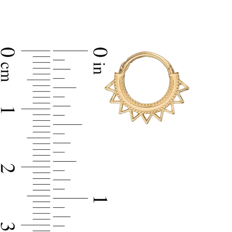 018 Gauge 8mm Bead Textured Sun Ray Outline Cartilage Hoop in 10K Gold - 5/16"