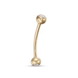 018 Gauge Cubic Zirconia 6mm Curved Barbell in 10K Gold - 1/4&quot;