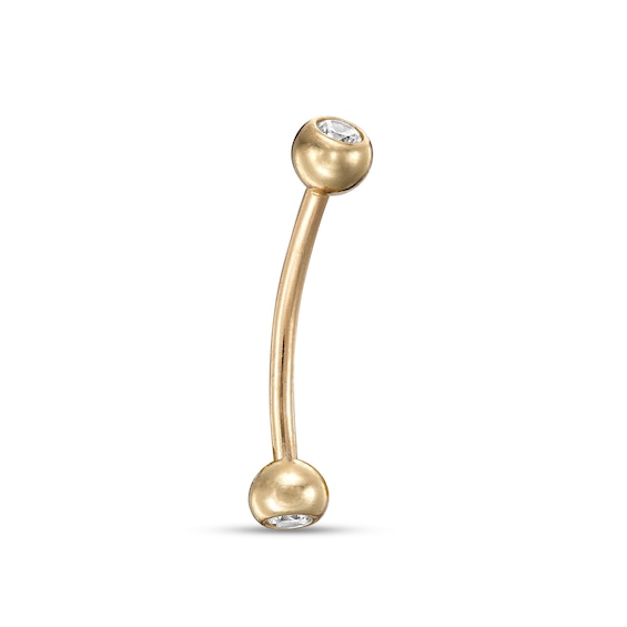 ​​​​​​​10K Gold CZ Curved Barbell - 18G 1/4"
