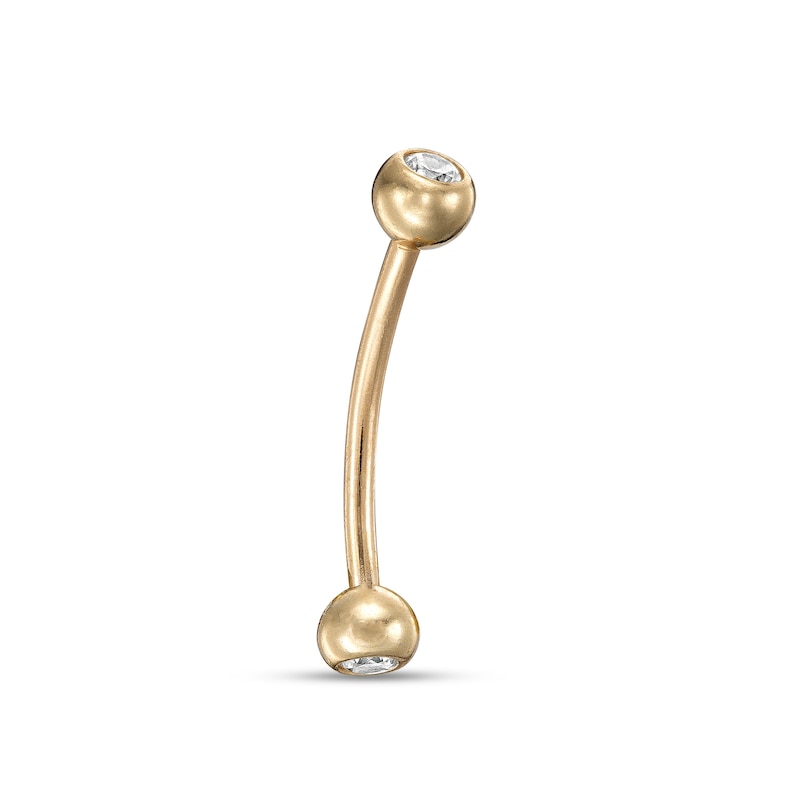 10K Gold CZ Curved Barbell - 18G 1/4"