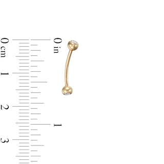 ​​​​​​​10K Gold CZ Curved Barbell - 18G 1/4"