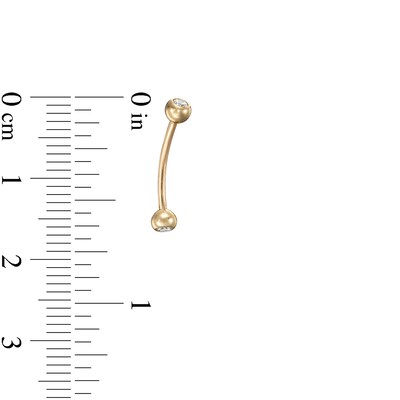 ​​​​​​​10K Gold CZ Curved Barbell - 18G 1/4"