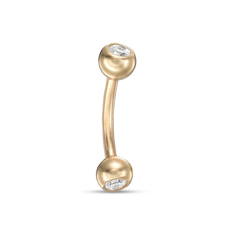 018 Gauge Cubic Zirconia 8mm Curved Barbell in 10K Gold - 5/16"