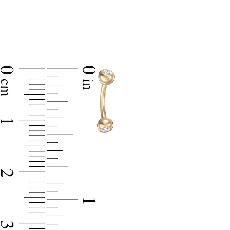 018 Gauge Cubic Zirconia 8mm Curved Barbell in 10K Gold - 5/16"
