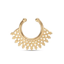 016 Gauge 8mm Bead Textured Lattice Crown Vintage-Style Nose Ring in 14K Gold - 5/16&quot;
