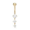 Thumbnail Image 0 of 014 Gauge Cubic Zirconia Graduated Triple Dangle Belly Button Ring in 10K Gold