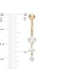 Thumbnail Image 1 of 014 Gauge Cubic Zirconia Graduated Triple Dangle Belly Button Ring in 10K Gold