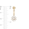 Thumbnail Image 1 of 014 Gauge Marquise and Round Cubic Zirconia Flower Belly Button Ring in 10K Gold