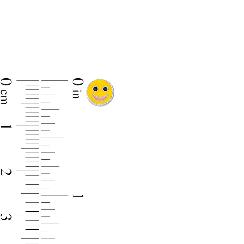 Main Image 2 of Child's Multi-Color Enamel Smiley Smiling Emoji Stud Earrings Set in Sterling Silver