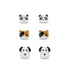Thumbnail Image 1 of Child's Black Crystal with Black, Brown and White Enamel Panda, Cat and Dog Stud Earrings Set in Sterling Silver