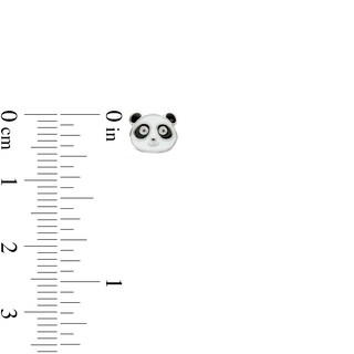 Child's Black Crystal with Black, Brown and White Enamel Panda, Cat and Dog Stud Earrings Set in Sterling Silver