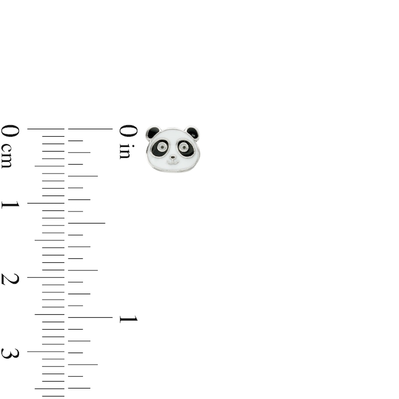 Main Image 2 of Child's Black Crystal with Black, Brown and White Enamel Panda, Cat and Dog Stud Earrings Set in Sterling Silver