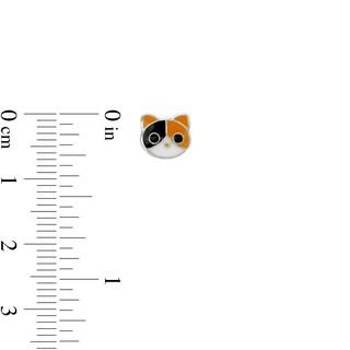 Child's Black Crystal with Black, Brown and White Enamel Panda, Cat and Dog Stud Earrings Set in Sterling Silver