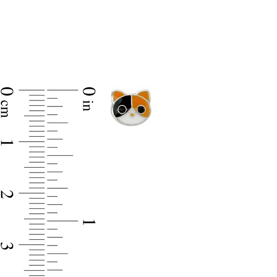 Child's Black Crystal with Black, Brown and White Enamel Panda, Cat and Dog Stud Earrings Set in Sterling Silver
