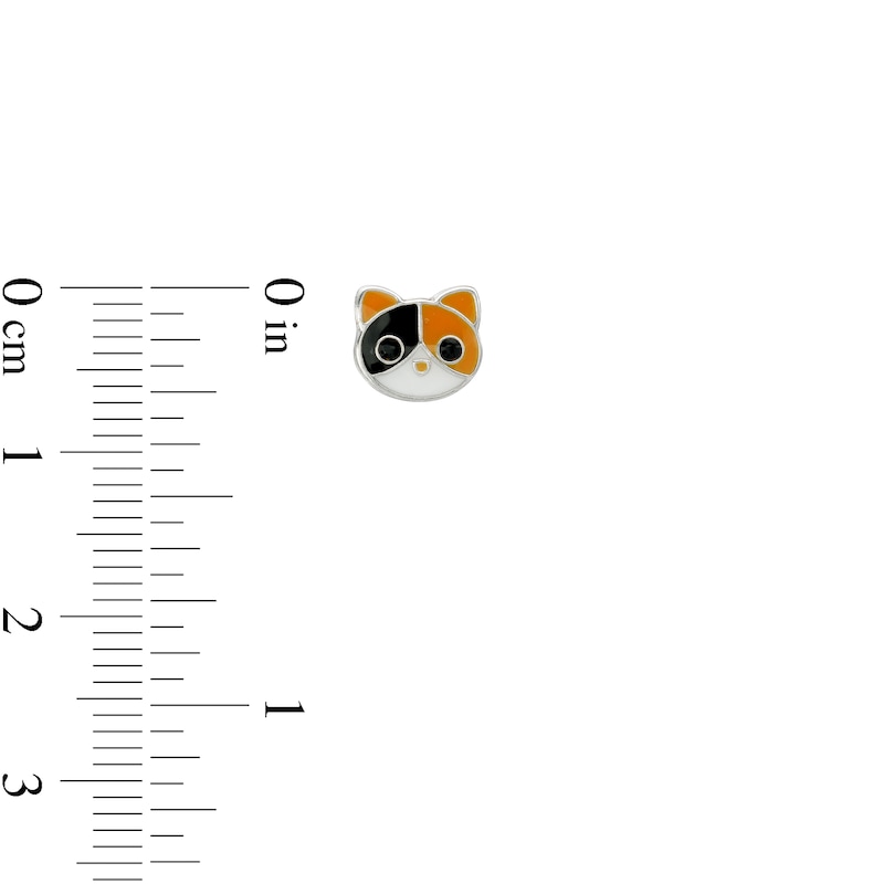 Main Image 3 of Child's Black Crystal with Black, Brown and White Enamel Panda, Cat and Dog Stud Earrings Set in Sterling Silver