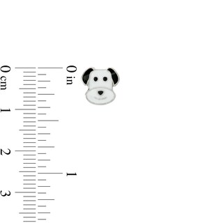 Child's Black Crystal with Black, Brown and White Enamel Panda, Cat and Dog Stud Earrings Set in Sterling Silver