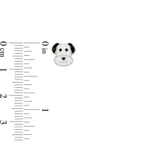 Child's Black Crystal with Black, Brown and White Enamel Panda, Cat and Dog Stud Earrings Set in Sterling Silver