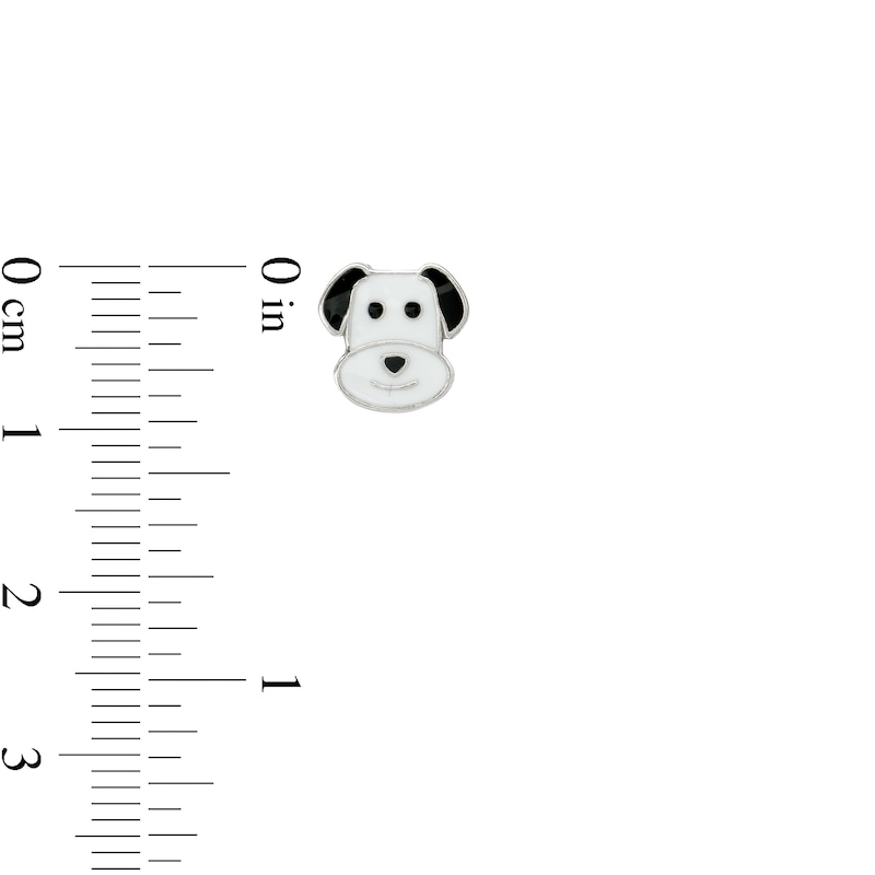 Main Image 4 of Child's Black Crystal with Black, Brown and White Enamel Panda, Cat and Dog Stud Earrings Set in Sterling Silver