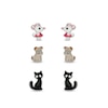 Thumbnail Image 1 of Child's Crystal with Multi-Color Enamel Mouse, Dog and Cat Stud Earrings Set in Sterling Silver