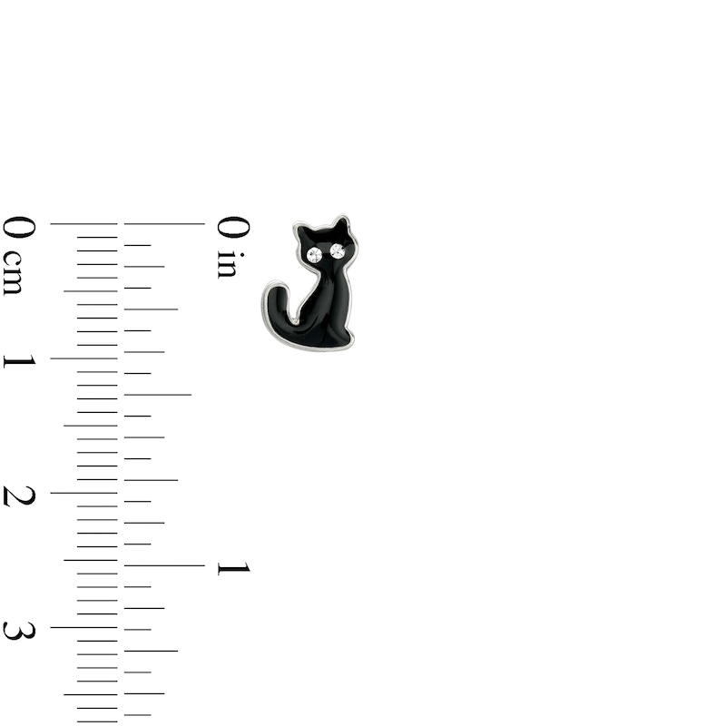 Main Image 4 of Child's Crystal with Multi-Color Enamel Mouse, Dog and Cat Stud Earrings Set in Sterling Silver