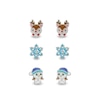 Thumbnail Image 1 of Child's Crystal with Multi-Color Enamel Reindeer, Snowflake and Snowman Stud Earrings Set in Sterling Silver
