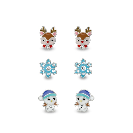 Peach Stud Earrings Sterling Silver with Enamel Color Childrens Peach Stud Earrings Sterling Silver with Enamel Color Childrens
