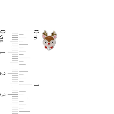 Child's Crystal with Multi-Color Enamel Reindeer, Snowflake and Snowman Stud Earrings Set in Sterling Silver