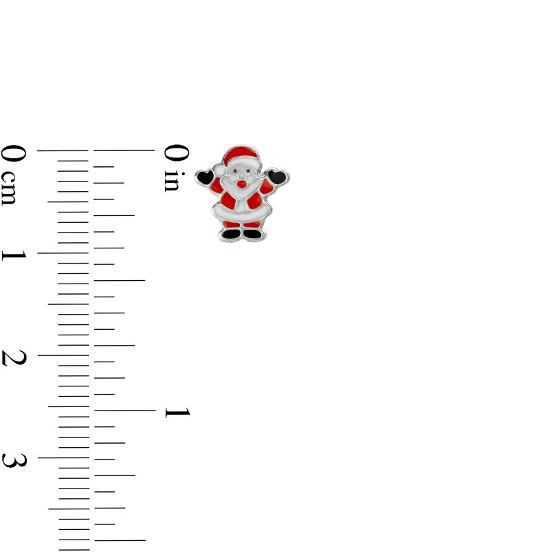Main Image 2 of Child's Crystal with Multi-Color Enamel Santa, Gingerbread Man and Stocking Stud Earrings Set in Sterling Silver