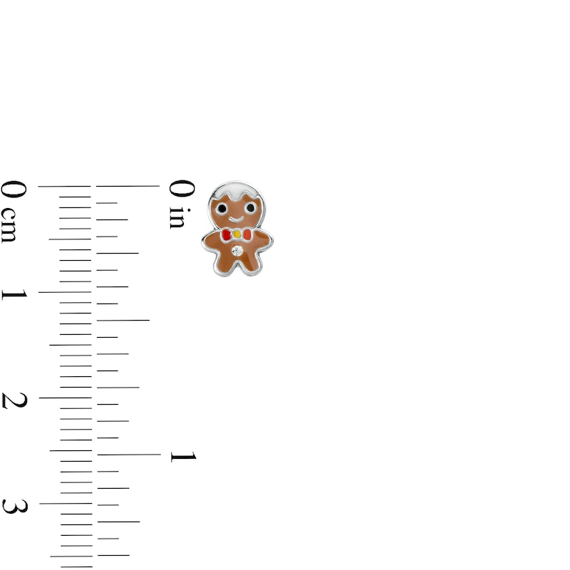 Main Image 3 of Child's Crystal with Multi-Color Enamel Santa, Gingerbread Man and Stocking Stud Earrings Set in Sterling Silver