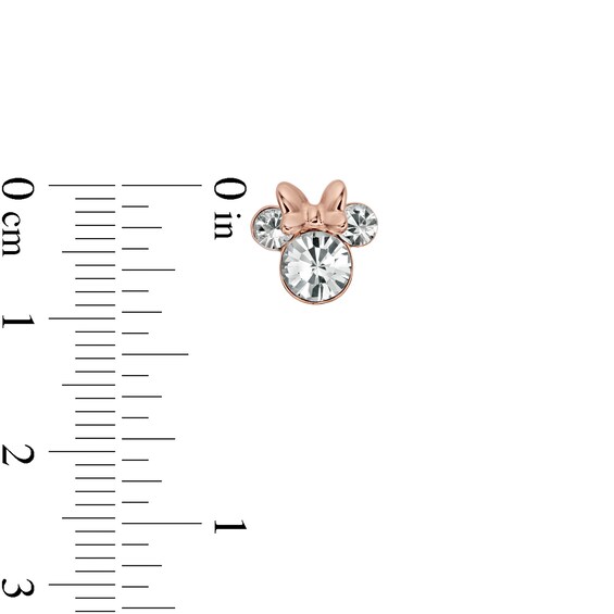 Child's Crystal ©Disney Minnie Mouse Stud Earrings in 14K Rose Gold Over Silver