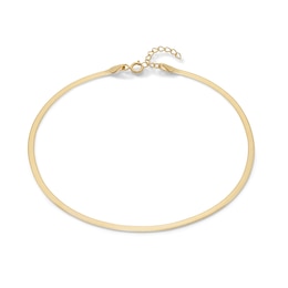 Made in Italy 024 Gauge Solid Herringbone Chain Anklet in 10K Gold