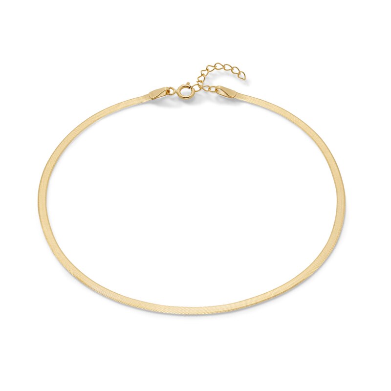 Main Image 1 of Made in Italy 024 Gauge Solid Herringbone Chain Anklet in 10K Gold
