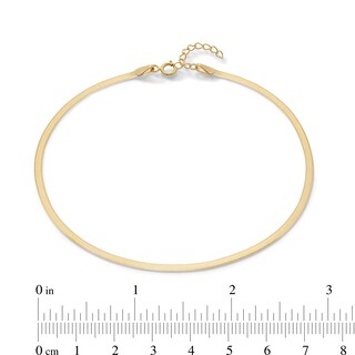 Made in Italy 024 Gauge Solid Herringbone Chain Anklet in 10K Gold