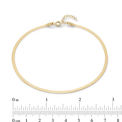 Made in Italy 024 Gauge Solid Herringbone Chain Anklet in 10K Gold