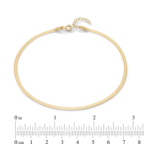 Made in Italy 024 Gauge Solid Herringbone Chain Anklet in 10K Gold