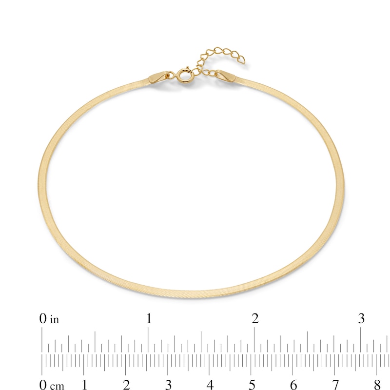 Main Image 3 of Made in Italy 024 Gauge Solid Herringbone Chain Anklet in 10K Gold