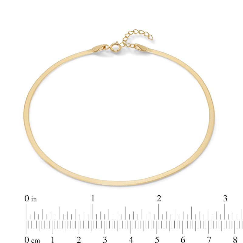 Made in Italy 024 Gauge Solid Herringbone Chain Anklet in 10K Gold