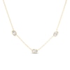 Thumbnail Image 0 of Oval Cubic Zirconia Three Stone Station Necklace in 18K Gold Over Silver