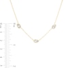 Thumbnail Image 1 of Oval Cubic Zirconia Three Stone Station Necklace in 18K Gold Over Silver